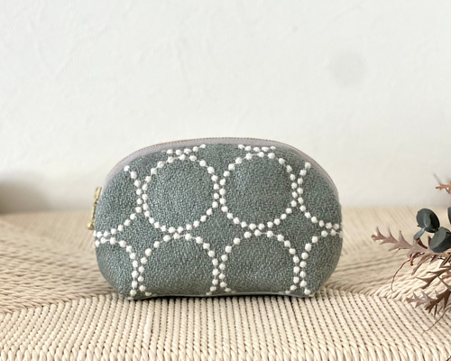⚮̈ミナペルホネン シェルポーチ tambourine moss green ポーチ