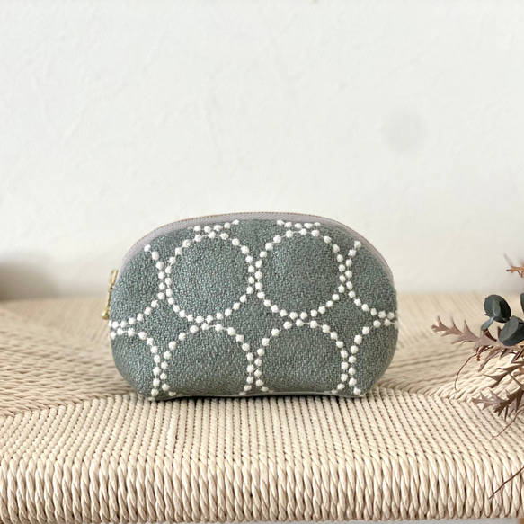 ⚮̈ミナペルホネン シェルポーチ tambourine moss green ポーチ