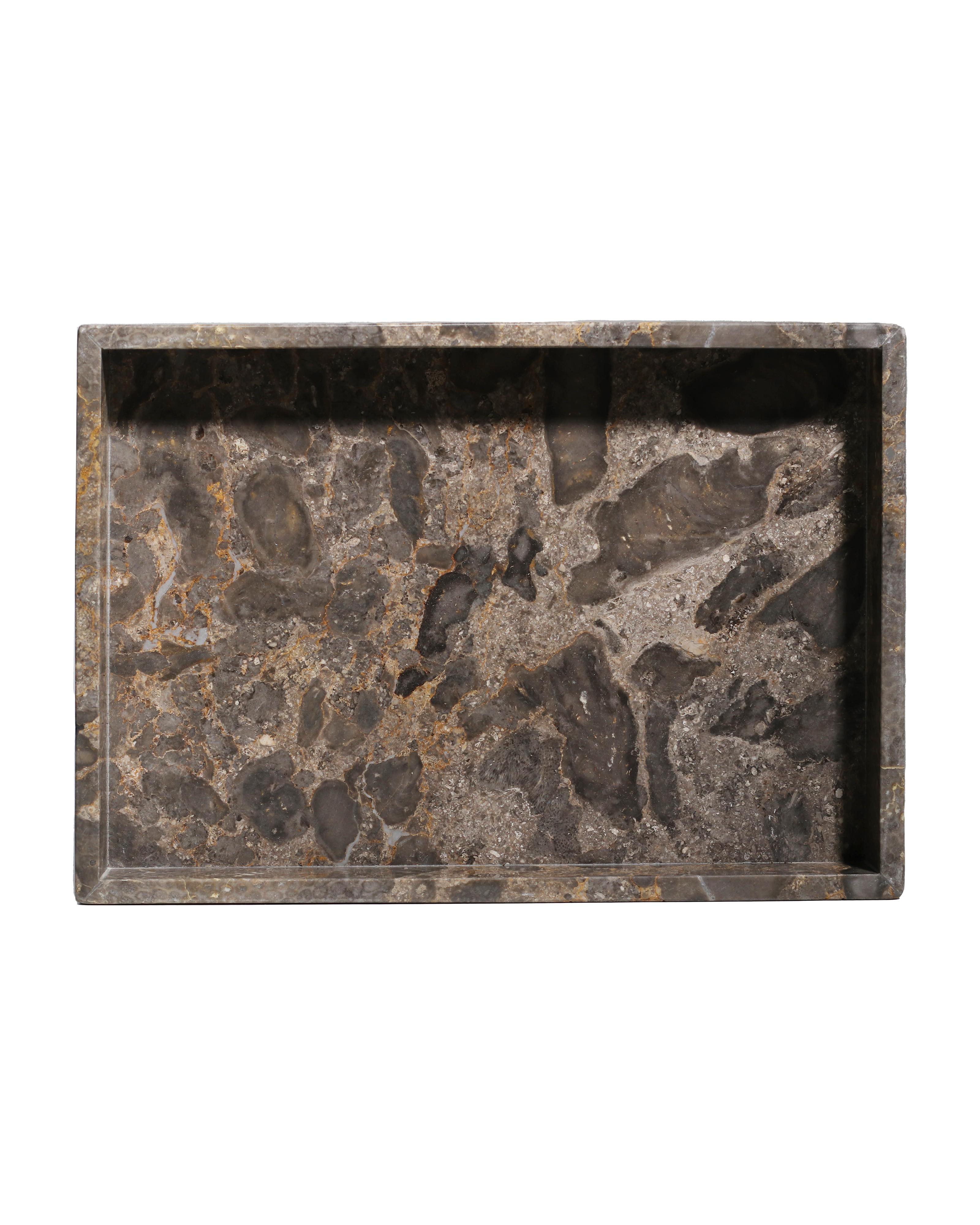 灰色の大理石のトレイ | コスメトレー サービングトレー 天然大理石 マーブルトレイ