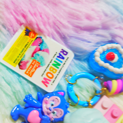 じゃらじゃらキーホルダー 水色 推し活 ねこ アイスクリーム ♥ らしゃ