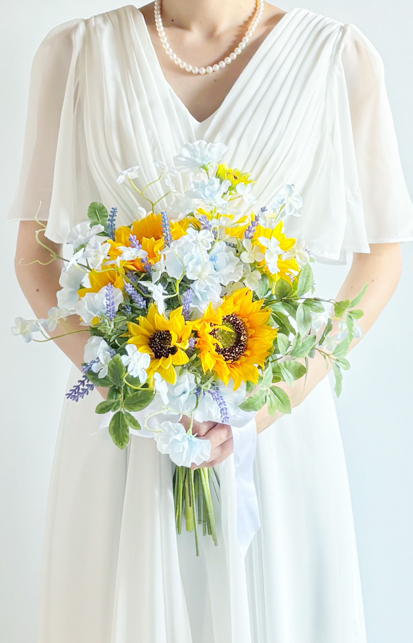 【春花嫁さんにも◎】|前撮り|あたたかな陽だまりのひまわりウエディングブーケ|アーティフィシャルフラワー