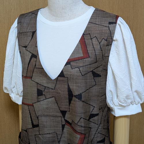 SOLD 着物リメイク ジャンパースカート 大島紬 M〜L ワンピース さら