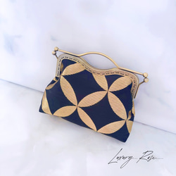 ラスト1♡作家物斉藤三才の大迫力な七宝柄黒金のみ粋なスタイリッシュデザイン煌めきお洒落な高級帯地バッグ　フォーマルバッグ 9枚目の画像