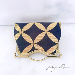 ラスト1♡作家物斉藤三才の大迫力な七宝柄黒金のみ粋なスタイリッシュデザイン煌めきお洒落な高級帯地バッグ　フォーマルバッグ 8枚目の画像