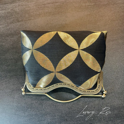 ラスト1♡作家物斉藤三才の大迫力な七宝柄黒金のみ粋なスタイリッシュデザイン煌めきお洒落な高級帯地バッグ　フォーマルバッグ 6枚目の画像