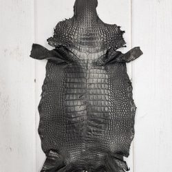 ワニ革　半艶マット　黒　No.C008640 1枚目の画像