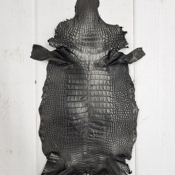 ワニ革　半艶マット　黒　No.C008640 1枚目の画像