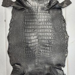 ワニ革　半艶マット　黒　No.C008640 3枚目の画像