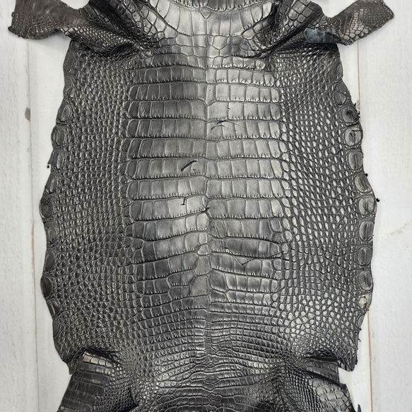 ワニ革　半艶マット　黒　No.C008640 3枚目の画像