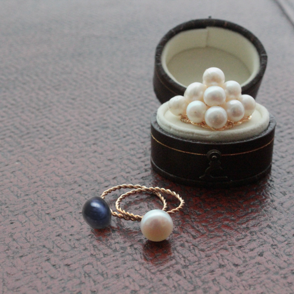 【淡水パール】大粒パール ツイストリング　K14GF　R1254