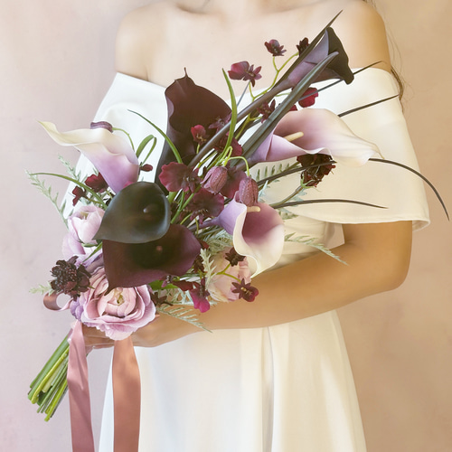 秋冬婚/シックなボルドーとフェミニン大人ピンクブーケ /カラーブーケ