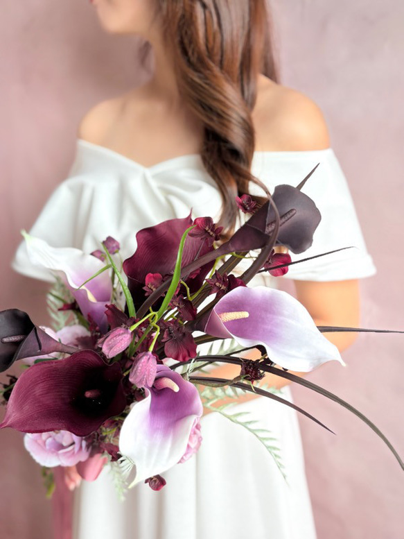 秋冬婚/シックなボルドーとフェミニン大人ピンクブーケ /カラーブーケ