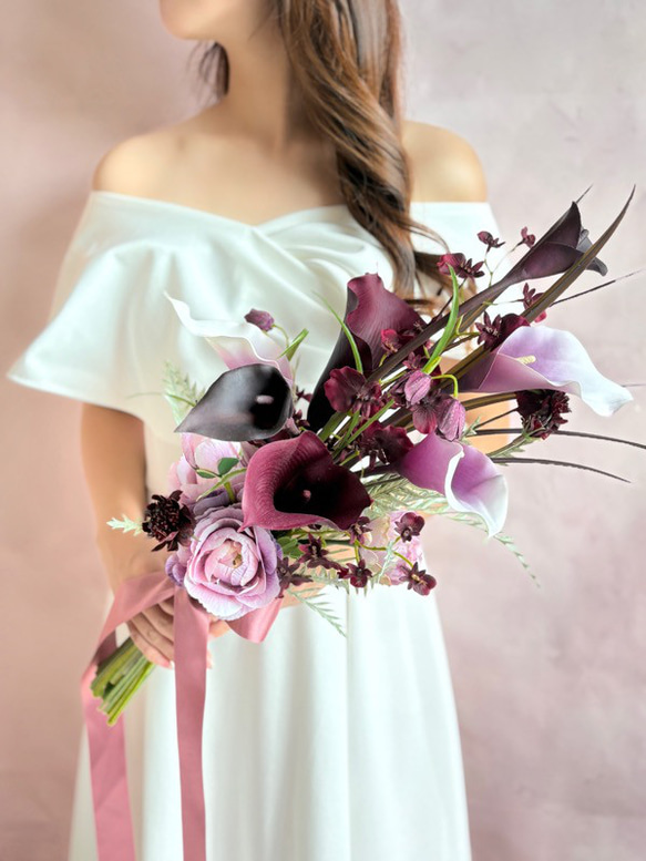 アーティシャルフラワー ボルドーピンク ブーケ ウェディングブーケ