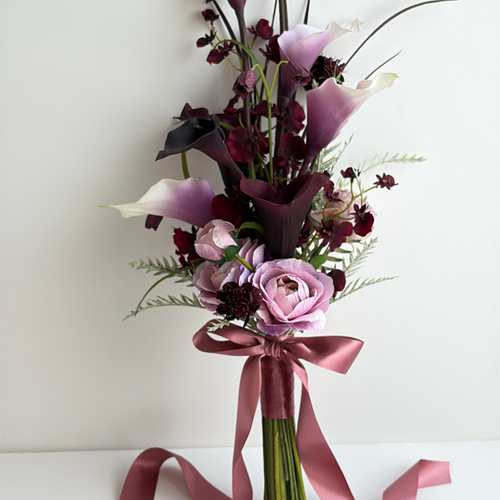 秋冬婚/シックなボルドーとフェミニン大人ピンクブーケ /カラーブーケ