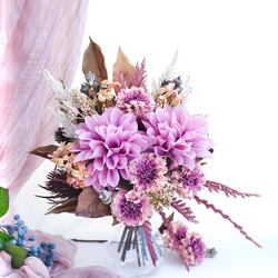 もみじとダリアのミニブーケ＊季節の花をちょこっと【秋】＜アーティ