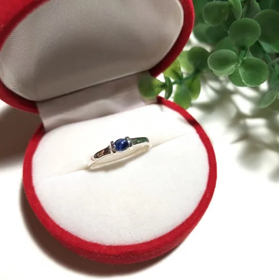 純銀製＊ブルーサファイアリング ピンキーリング カボションタイプ 9月誕生石