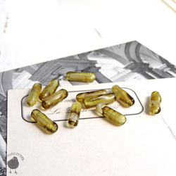 ビーズ・ツイストシリンダー ヴィンテージガラスチェコビーズ グリーン5x16mm [6個] GB62 2枚目の画像