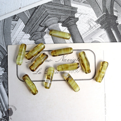 ビーズ・ツイストシリンダー ヴィンテージガラスチェコビーズ グリーン5x16mm [6個] GB62 1枚目の画像