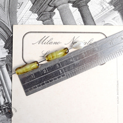 ビーズ・ツイストシリンダー ヴィンテージガラスチェコビーズ グリーン5x16mm [6個] GB62 3枚目の画像