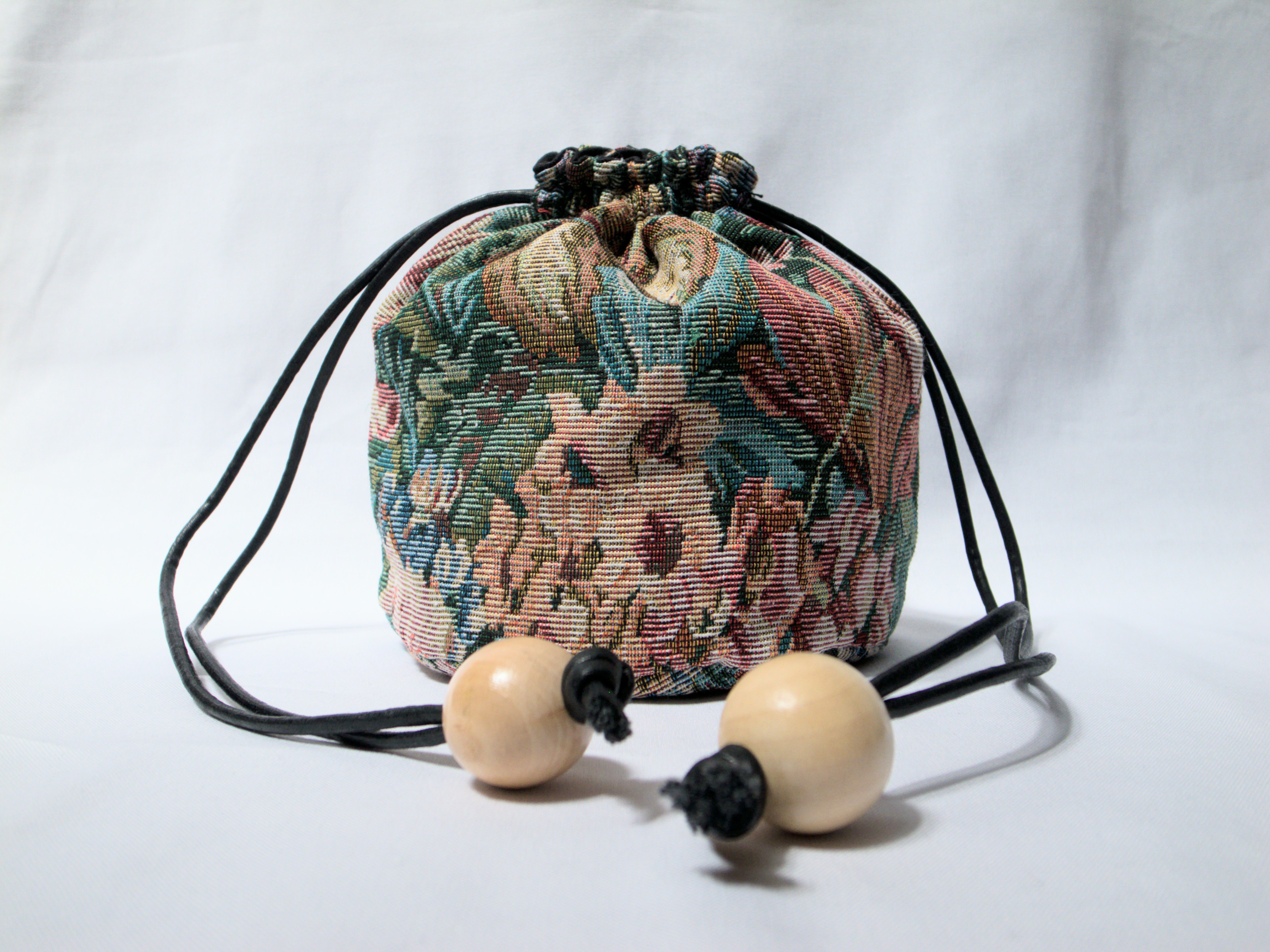 kinchaku bag【グリーン】- インポートジャガード生地 -