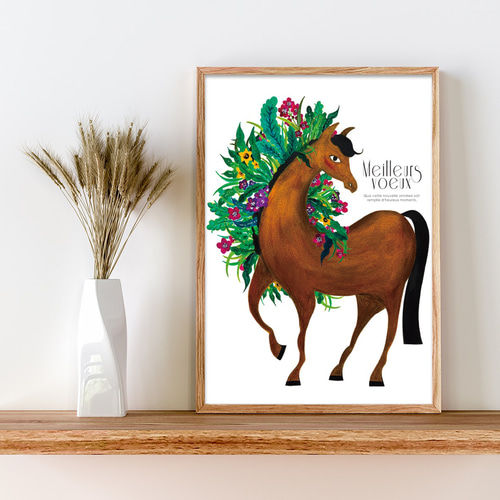 再販《ラッキーホース(午年/2026干支)馬》A4インテリアポスター ※2色