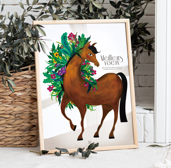 再販4《ラッキーホース(午/馬》A4インテリアポスター ※2色展開選択制