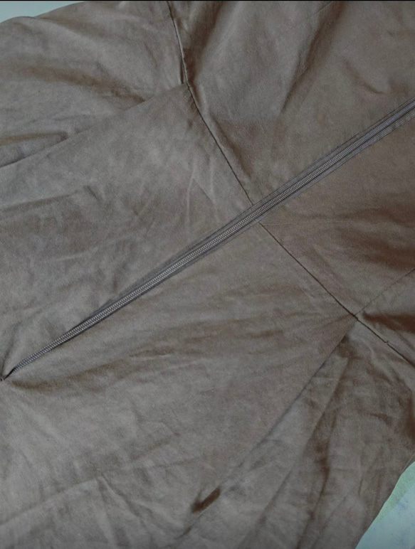 アンティーク調　スタントカラーレース付き　綿100%長袖ロングワンピース【秋冬春】ブラウンチェック柄 16枚目の画像