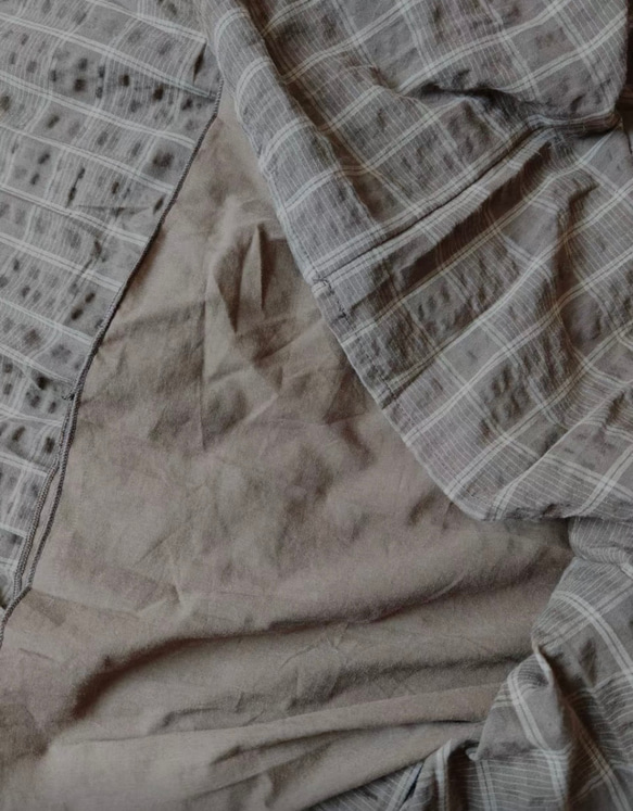 アンティーク調　スタントカラーレース付き　綿100%長袖ロングワンピース【秋冬春】ブラウンチェック柄 17枚目の画像