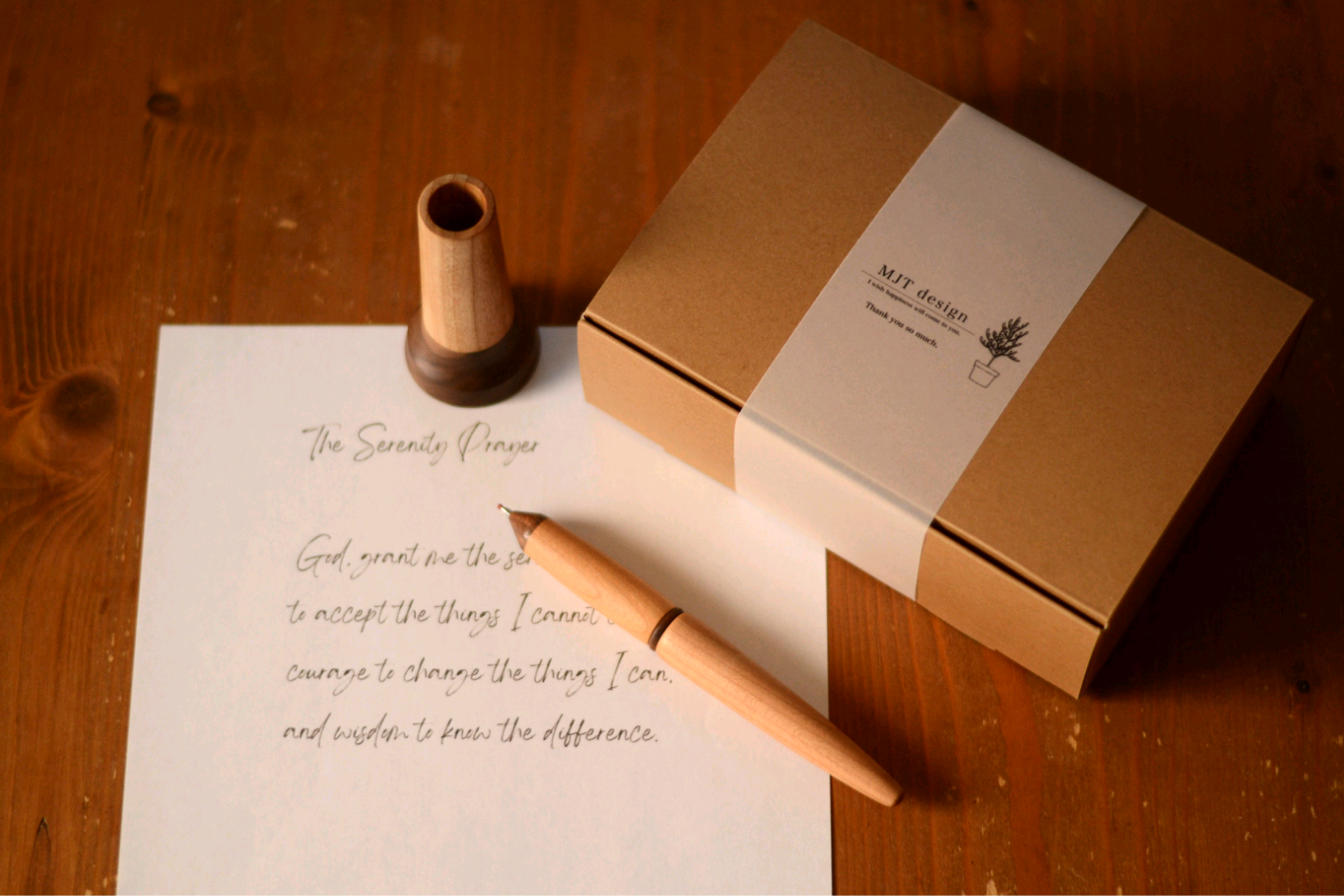 名入れ可/手作り木軸ボールペン ペン立て付/プレゼント #0235