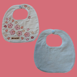 桜-SAKURA-のアップリケベビースタイ2枚セット｜9色から選べる｜ガーゼ×パイル｜ベビーギフトにおすすめ 5枚目の画像