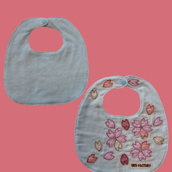 桜-SAKURA-のアップリケベビースタイ2枚セット｜9色から選べる｜ガーゼ×パイル｜ベビーギフトにおすすめ 6枚目の画像