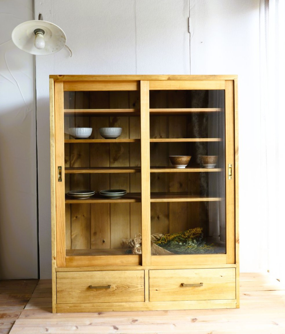 昭和レトロ　戸棚　縦45cm横106cm高さ75cm pts-8575sd_00a.jpg