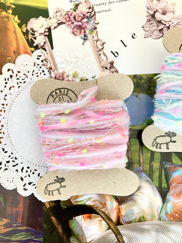 ＊.。引き揃え糸 セットＡ（ブルー系3m / ピンク系2.8m） 3枚目の画像