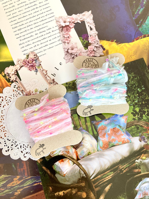 ＊.。引き揃え糸 セットＡ（ブルー系3m / ピンク系2.8m） 1枚目の画像