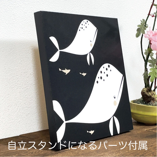 壁掛け スタンド【白鯨 幸運を呼ぶ鯨 白クジラの親子 商売繁盛 大漁 2