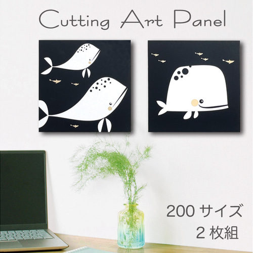 壁掛け スタンド【白鯨 幸運を呼ぶ鯨 白クジラの親子 商売繁盛 大漁 2