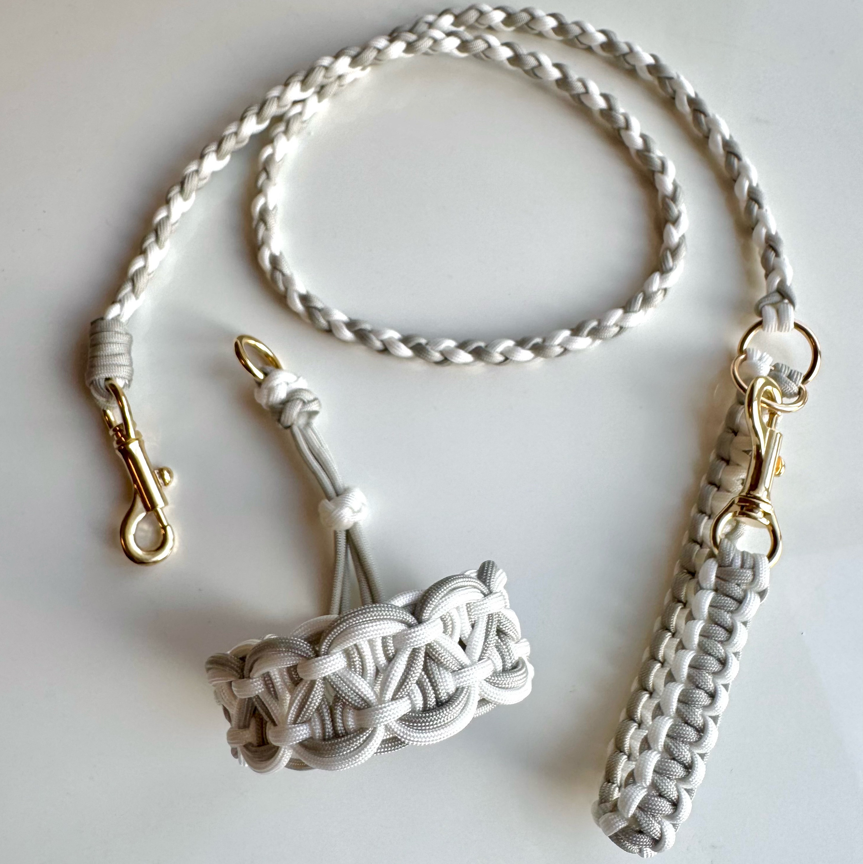 パラコード犬用カフェリード&ハーフチョークのセット　ゴールド金具