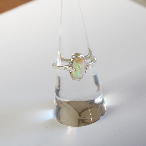 (獨一無二，925銀) 巴洛克蛋白石銀戒指 (10*5毫米，尺寸15) 第4張的照片