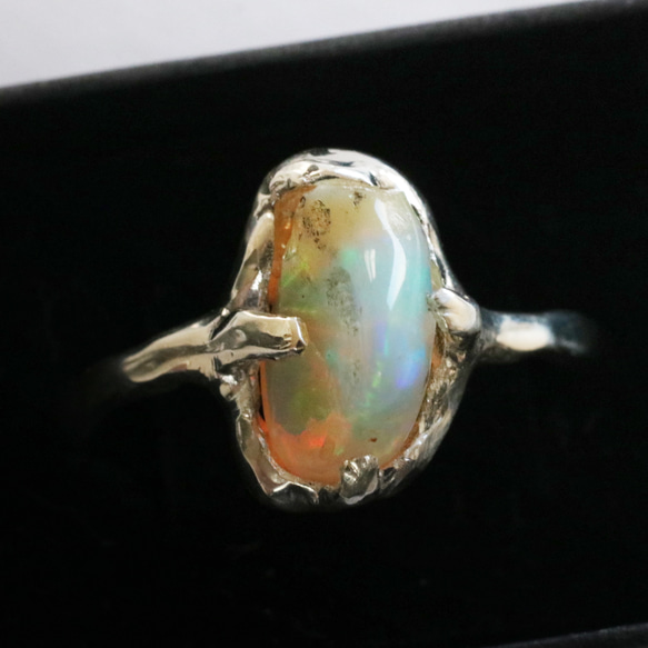 (獨一無二，925銀) 巴洛克蛋白石銀戒指 (10*5毫米，尺寸15) 第2張的照片