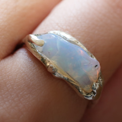 (獨一無二，925銀) 巴洛克蛋白石銀戒指 (16*6毫米，尺寸13) 第7張的照片