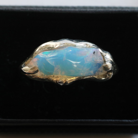 (獨一無二，925銀) 巴洛克蛋白石銀戒指 (16*6毫米，尺寸13) 第1張的照片