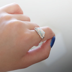 (獨一無二，925銀) 巴洛克蛋白石銀戒指 (16*6毫米，尺寸13) 第5張的照片