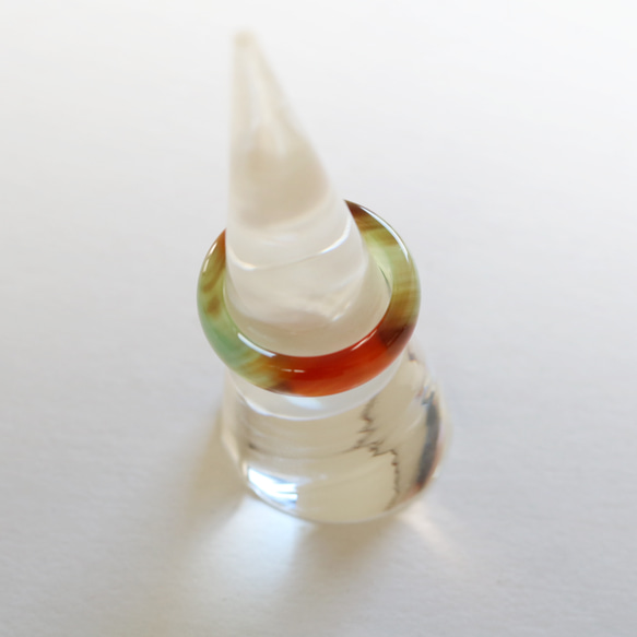 （獨一無二）大理石玉髓空心戒指（13 號） 第7張的照片