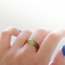 （獨一無二）大理石玉髓空心戒指（13 號） 第6張的照片