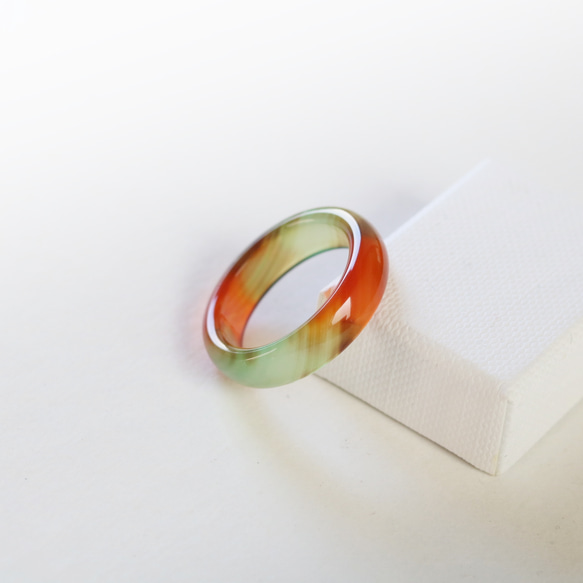 （獨一無二）大理石玉髓空心戒指（13 號） 第1張的照片