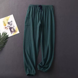 ダブルガーゼ 楽ちんルームパンツ 綿100 男女兼用 寝間着 部屋着 長