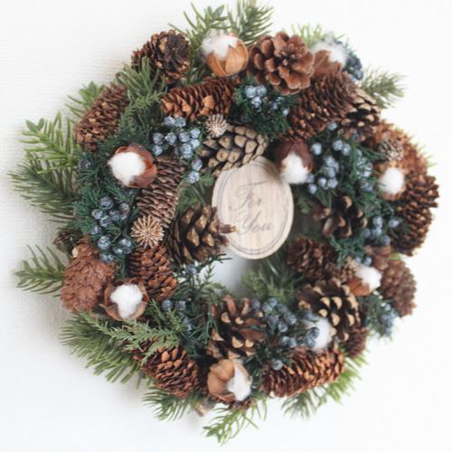 8.クリスマス丸リース 1点限り「送料無料」 クリスマスリース（ナチュラル系） 直径約20