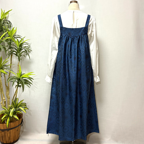 着物リメイク　ジャンパースカート　ロングワンピース　花柄　2WAY ノースリーブ 着物リメイク ジャンパースカート ロングワンピース 2WAY 花柄