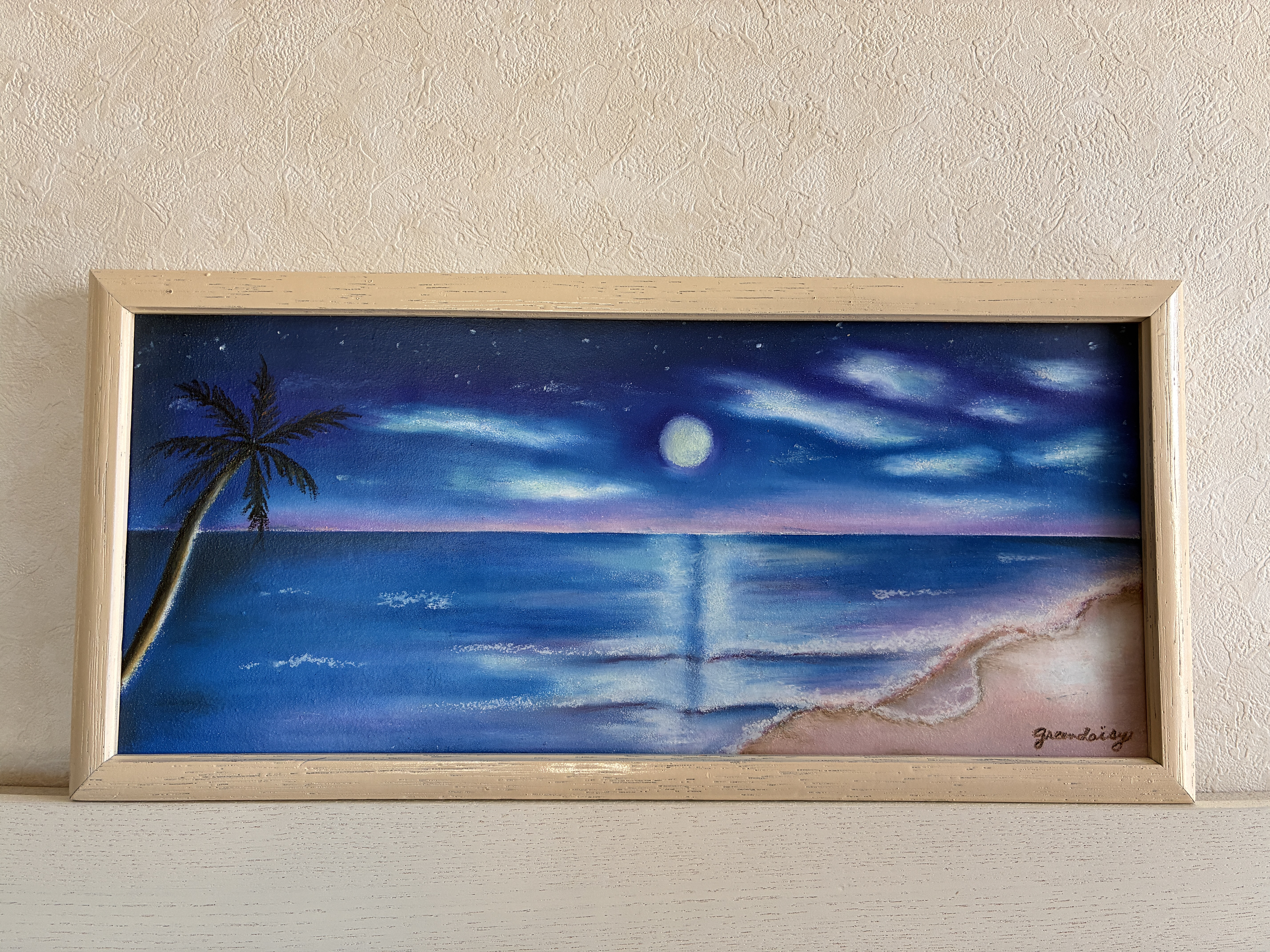 夜の海・チョークアート（原画）