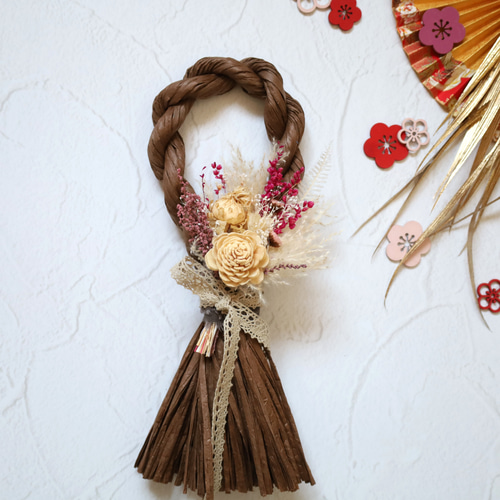 早割】 新春を彩るお正月飾り❁2wayミニスワッグ❁No.204 しめ縄飾り